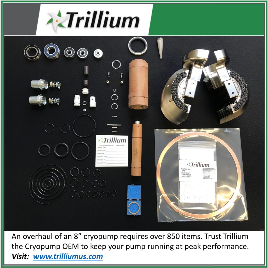 8" cryopump overahaul bill of materials